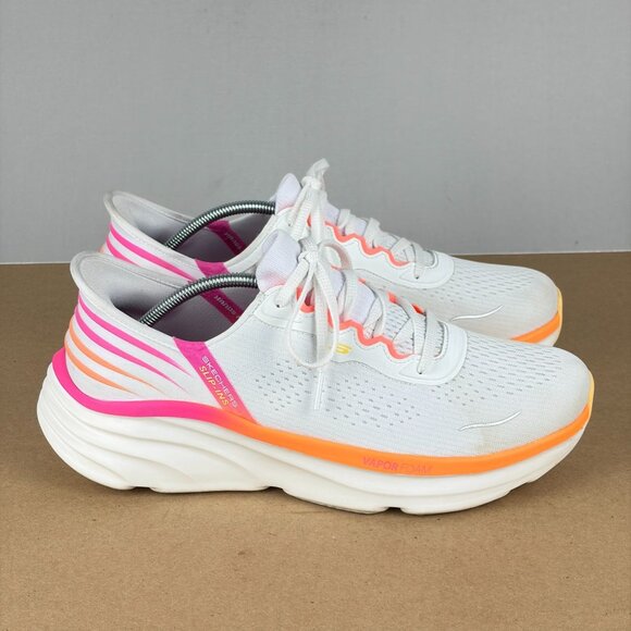 Skechers Slip-Ins D'Lux Vapor Handsfree Shoes Womens 10 White Pink Orange - Picture 3 of 10